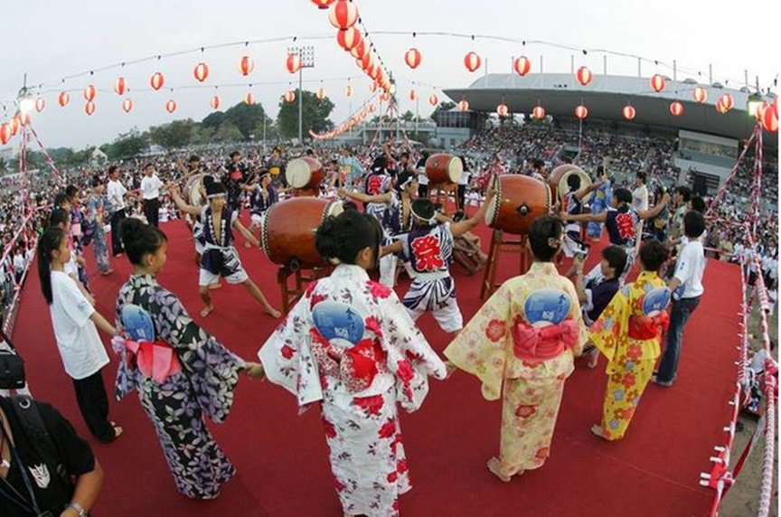 Bon Odori dance with guests